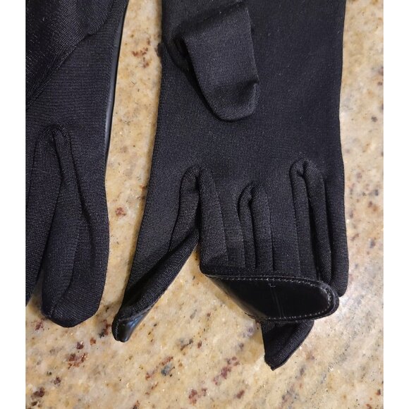 Vintage Size XS-S Black Patent Faux Leather Stretch Formal 8" Gloves Go Go - Picture 8 of 13